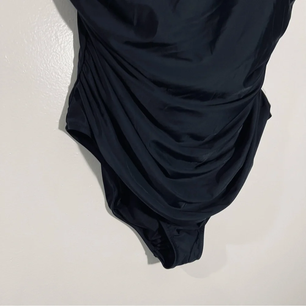 J.Crew Ruched Bandeau One-Piece In Black BC115 Size 24 Plus‎